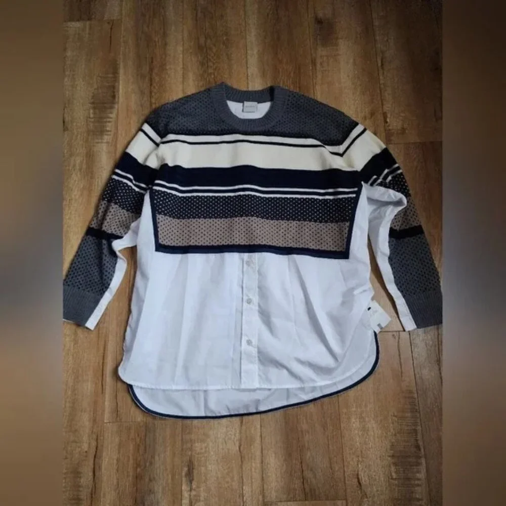 RARE $580 NWT Paul Smith HYBRID WOOL Knit COTTON Sweater Shirt Men M Fair Isle - Picture 3 of 5